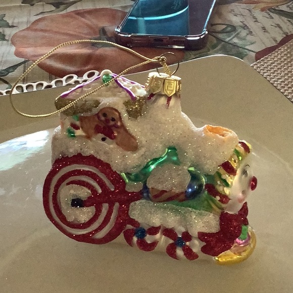Glass train, ornament, red white and green, cute face take them home and… - Picture 4 of 7